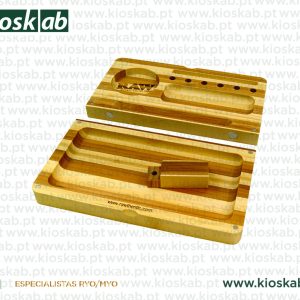 Raw Bamboo Rolling Tray Striped