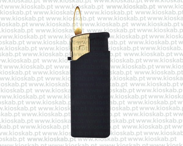 Prof Mini Black Rubber Gold Cap Electronic Lighter (50)