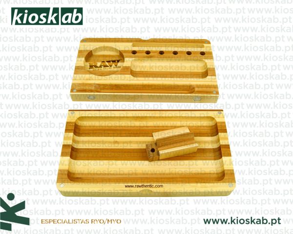 Raw Bamboo Rolling Tray Striped