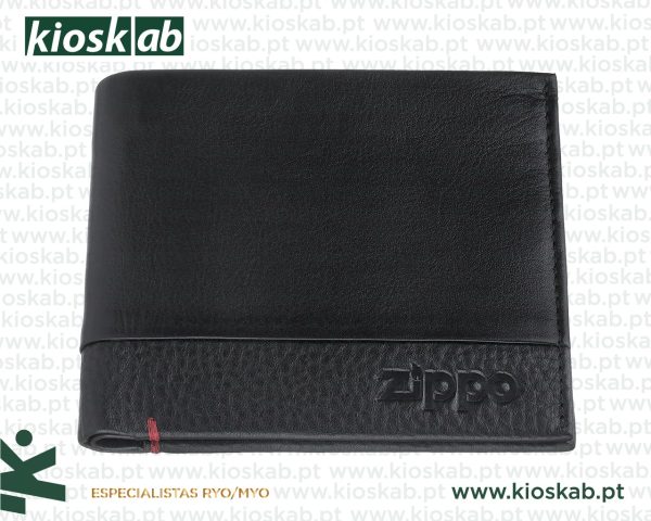 Zippo Carteira Pele Cartões Preta