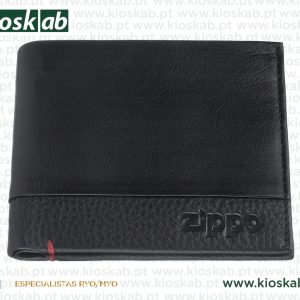 Zippo Carteira Pele Cartões Preta
